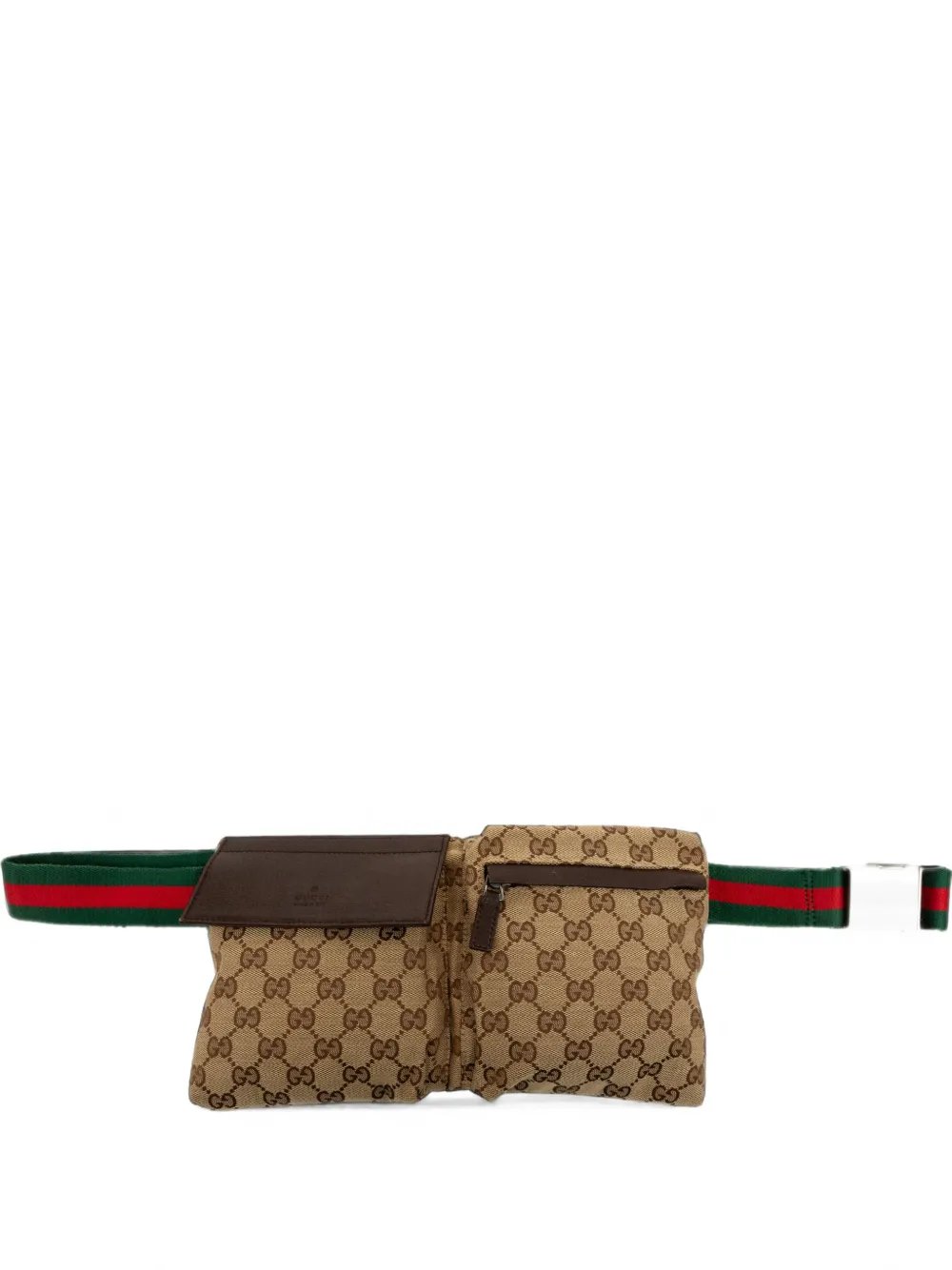 2000-2015 GG Canvas Web Double Pocket belt bag