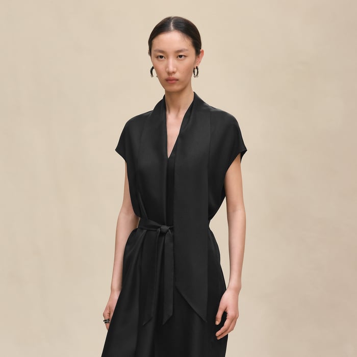 Noir Ascot Collar Dress
