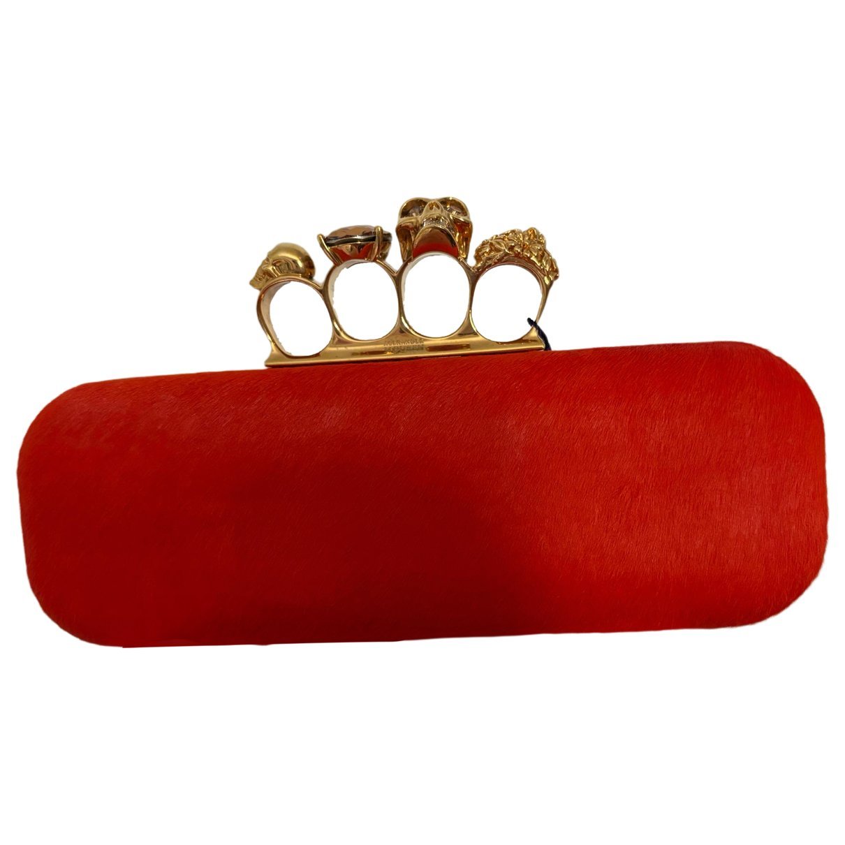 Skull pony-style calfskin clutch bag