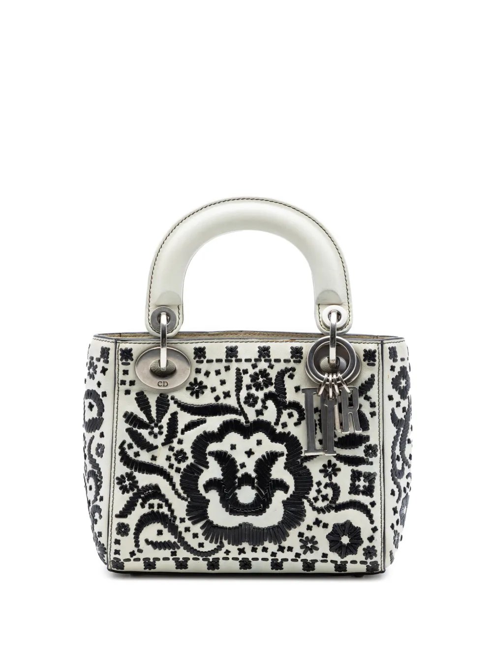 2018 Mini Calfskin Flower Embroidered Lady Dior satchel