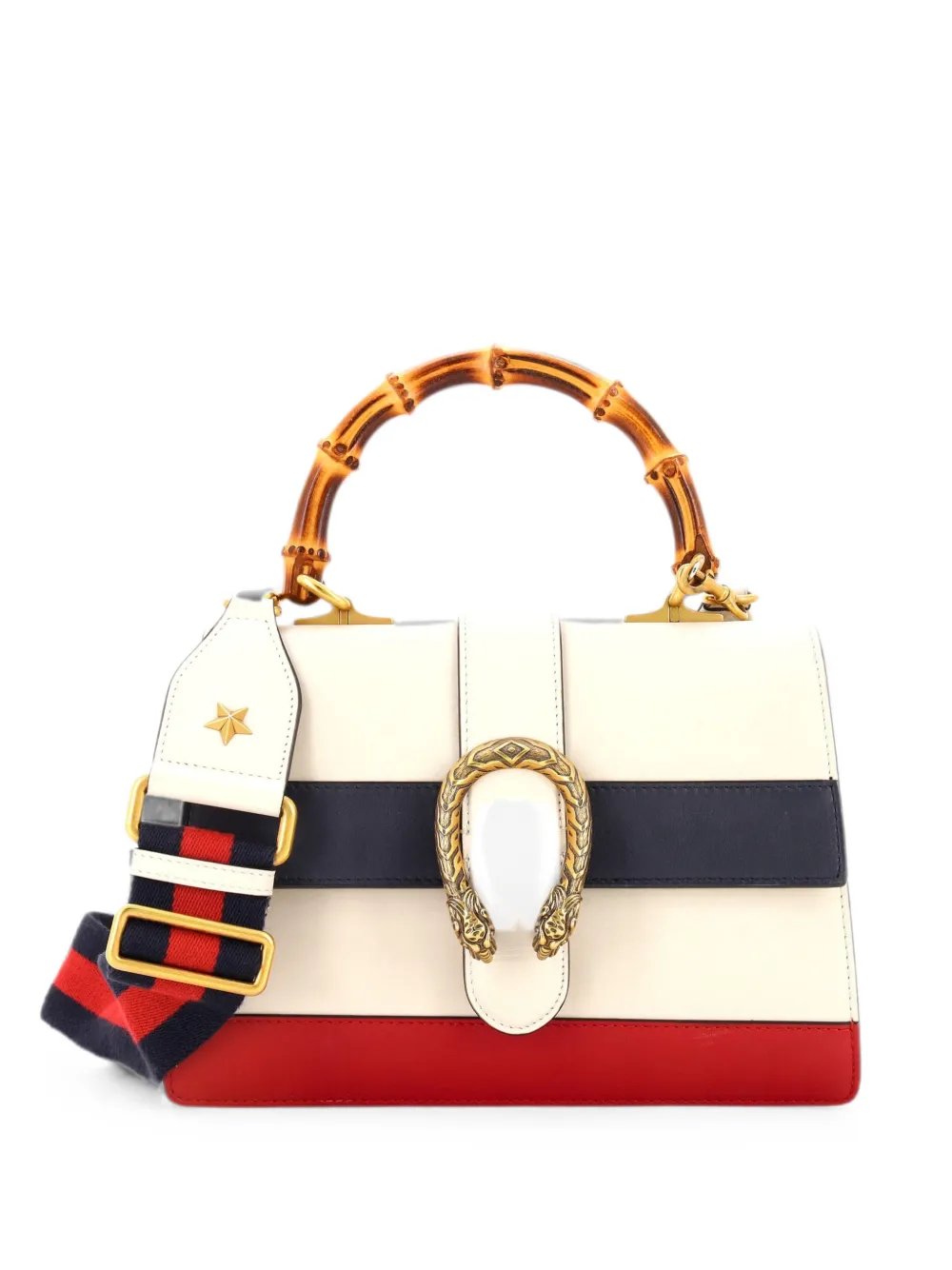 Dionysus Bamboo Top Handle Bag Colorblock Leather Medium satchel