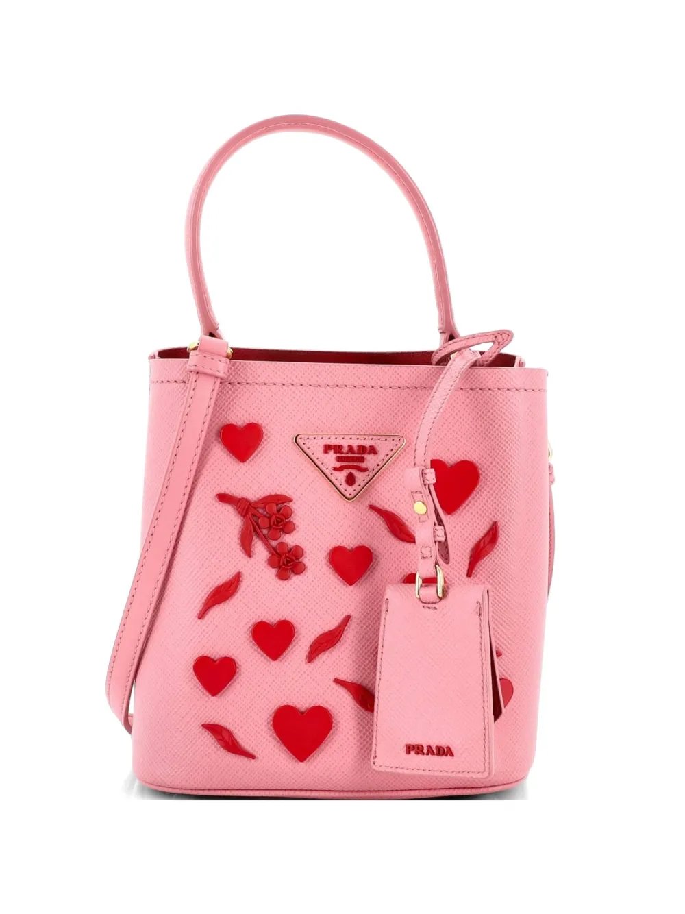 Panier Embellished Saffiano Leather Small bucket bag