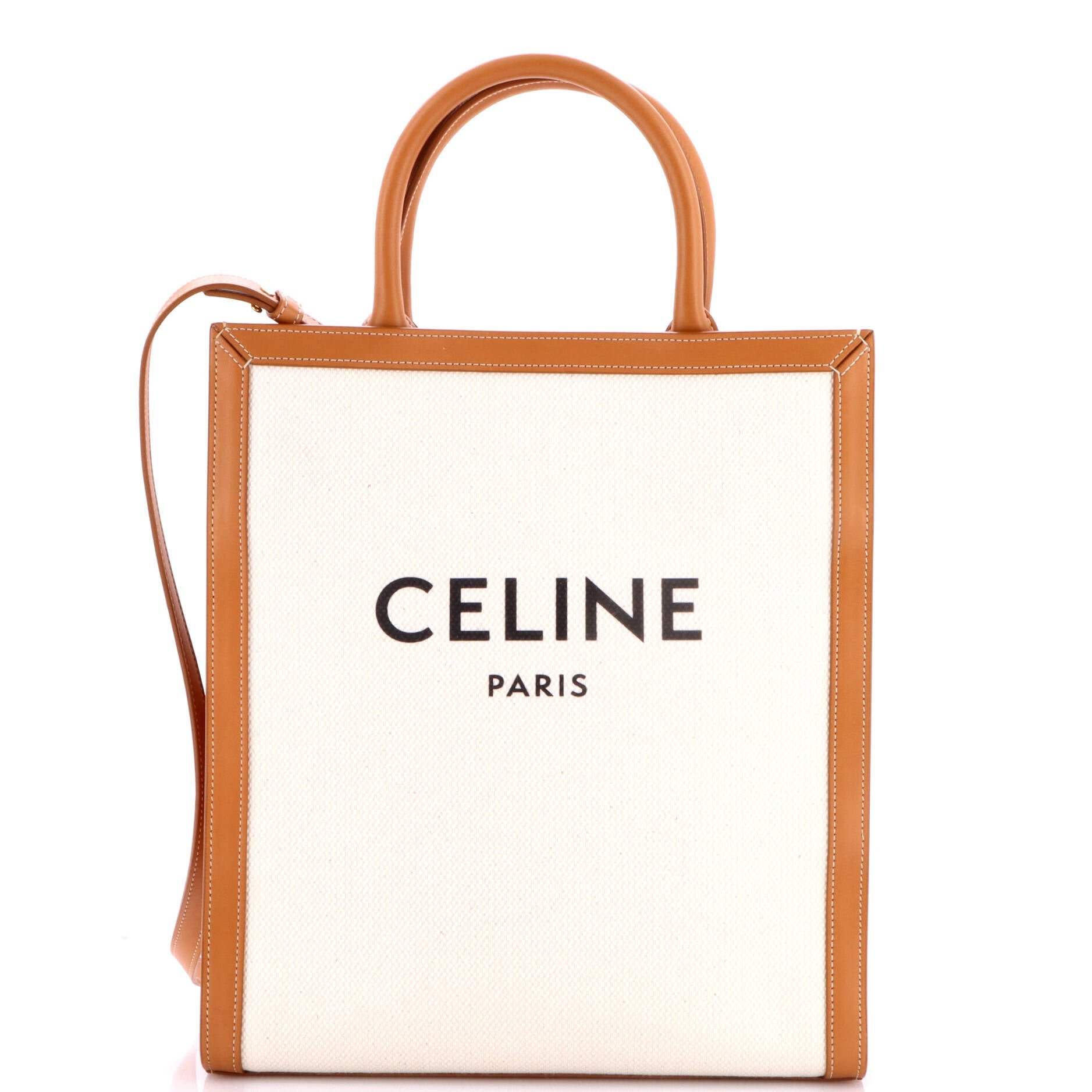 Vertical Cabas Tote Canvas with Leather Small