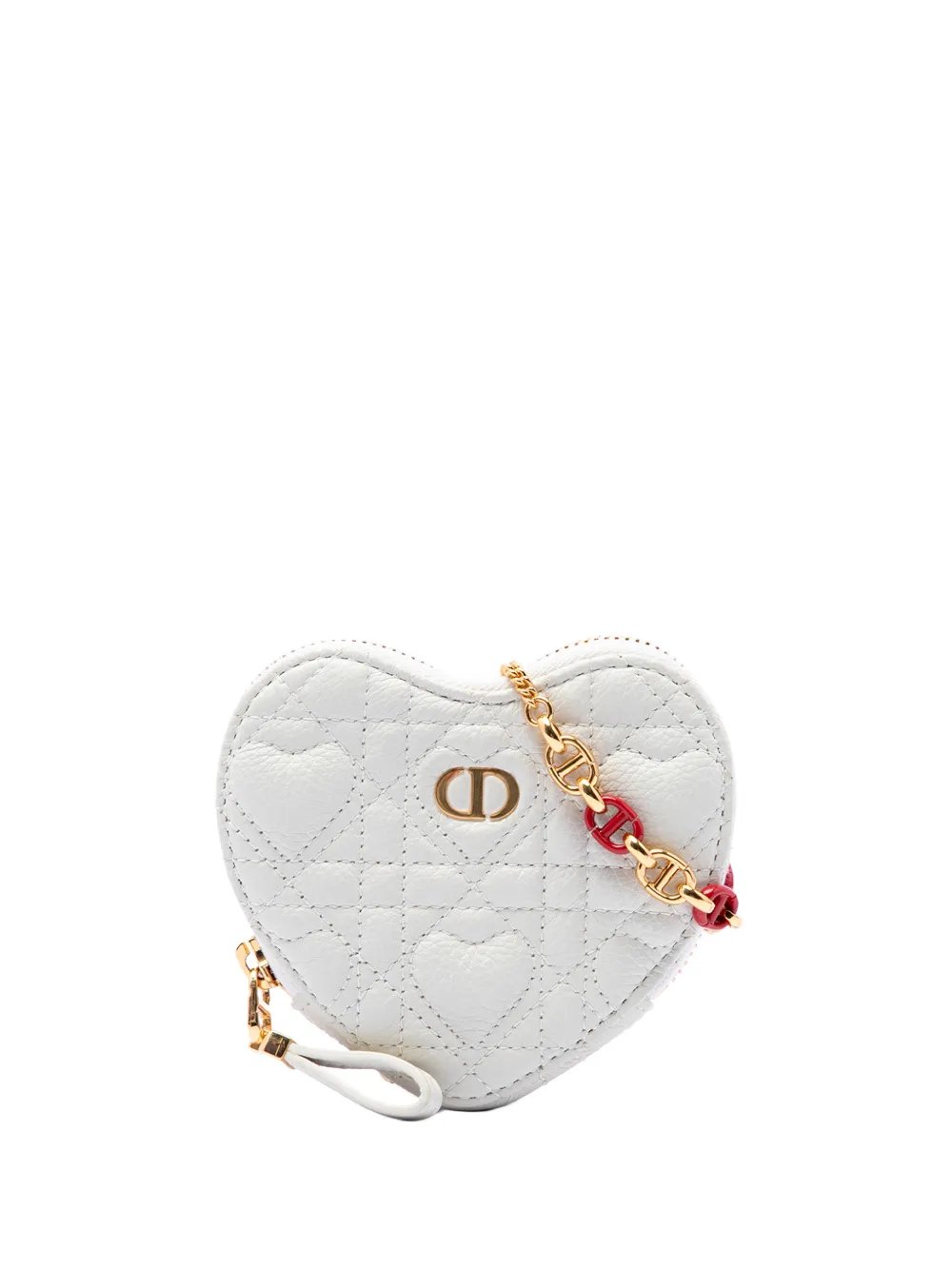 2021 DiorAmour Calfskin Cannage Caro Heart Pouch With Chain crossbody bag