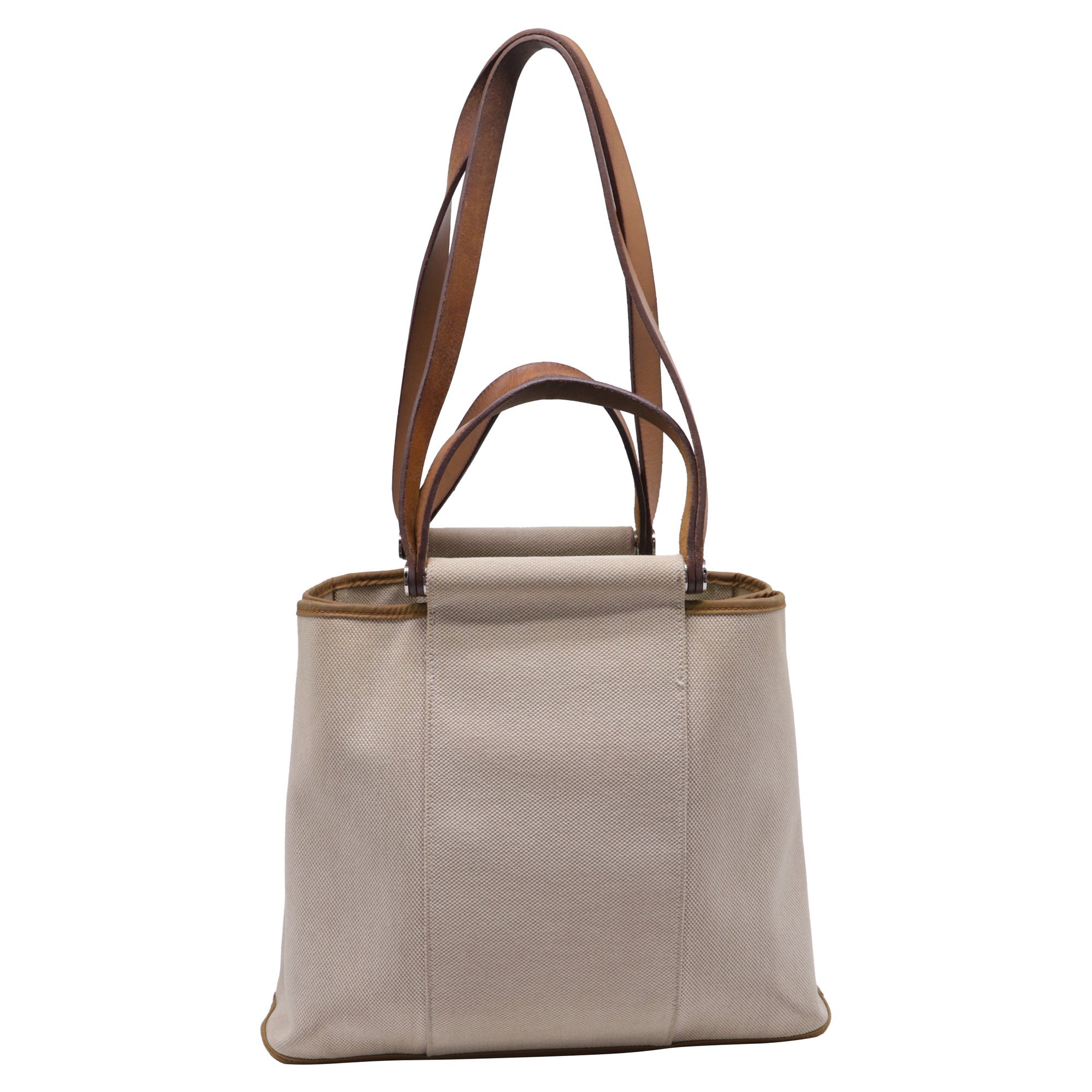 Hermes Cabag Handbag Beige Toile Officier Canvas