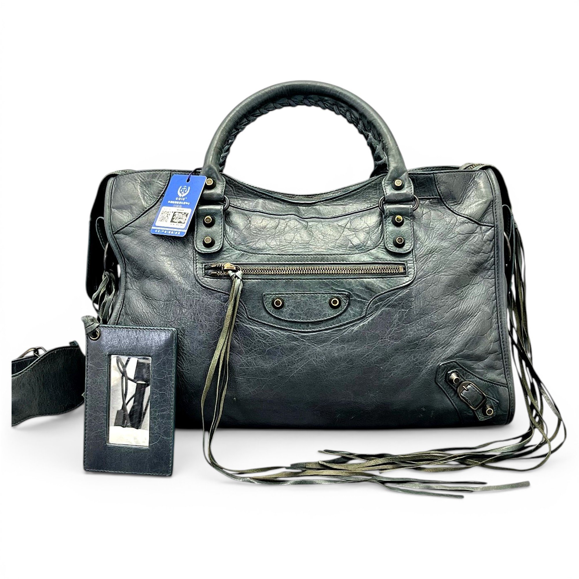 City leather handbag