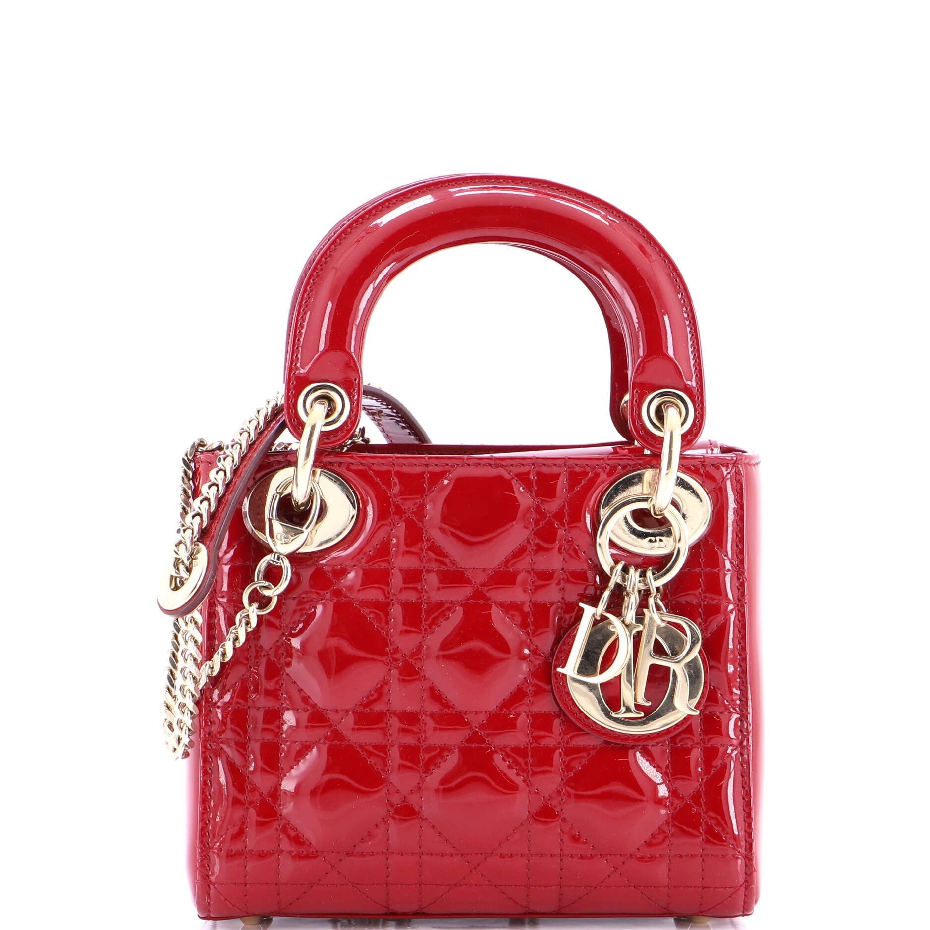 Dior Lady Dior Chain Bag Cannage Quilt Patent Mini