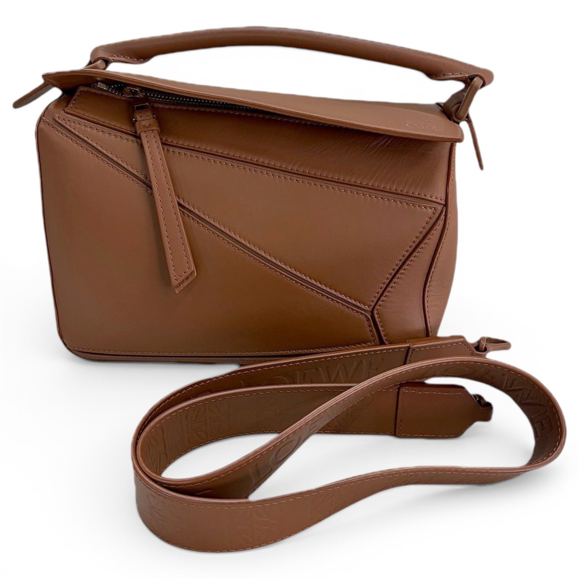 Puzzle leather handbag