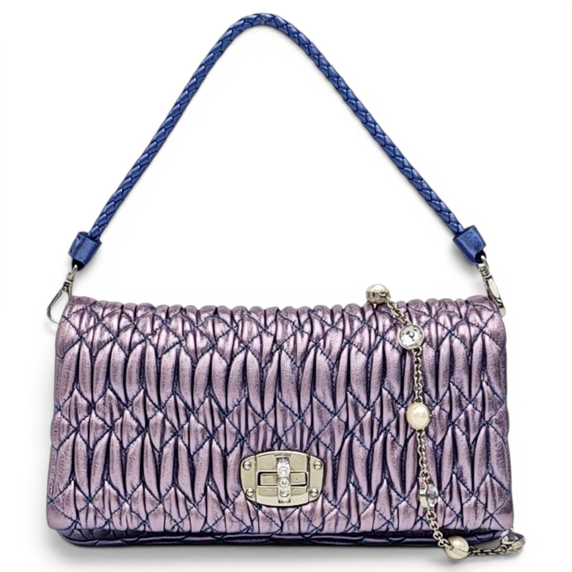 Miu Crystal leather handbag