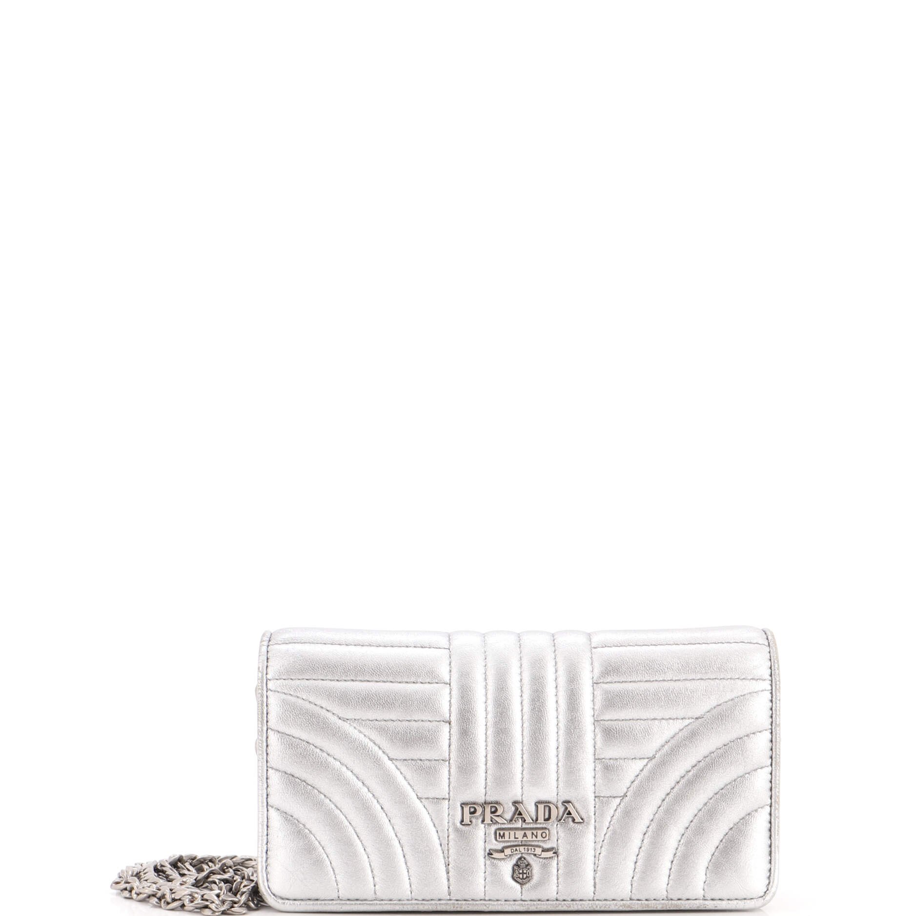 Wallet on Chain Diagramme Quilted Leather Small