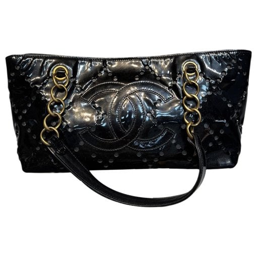 Vintage CC Chain patent leather tote