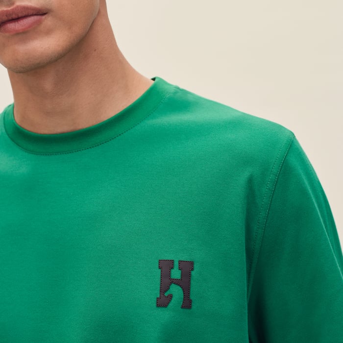 Menthe "H'Cheval" T-shirt With Leather Detail