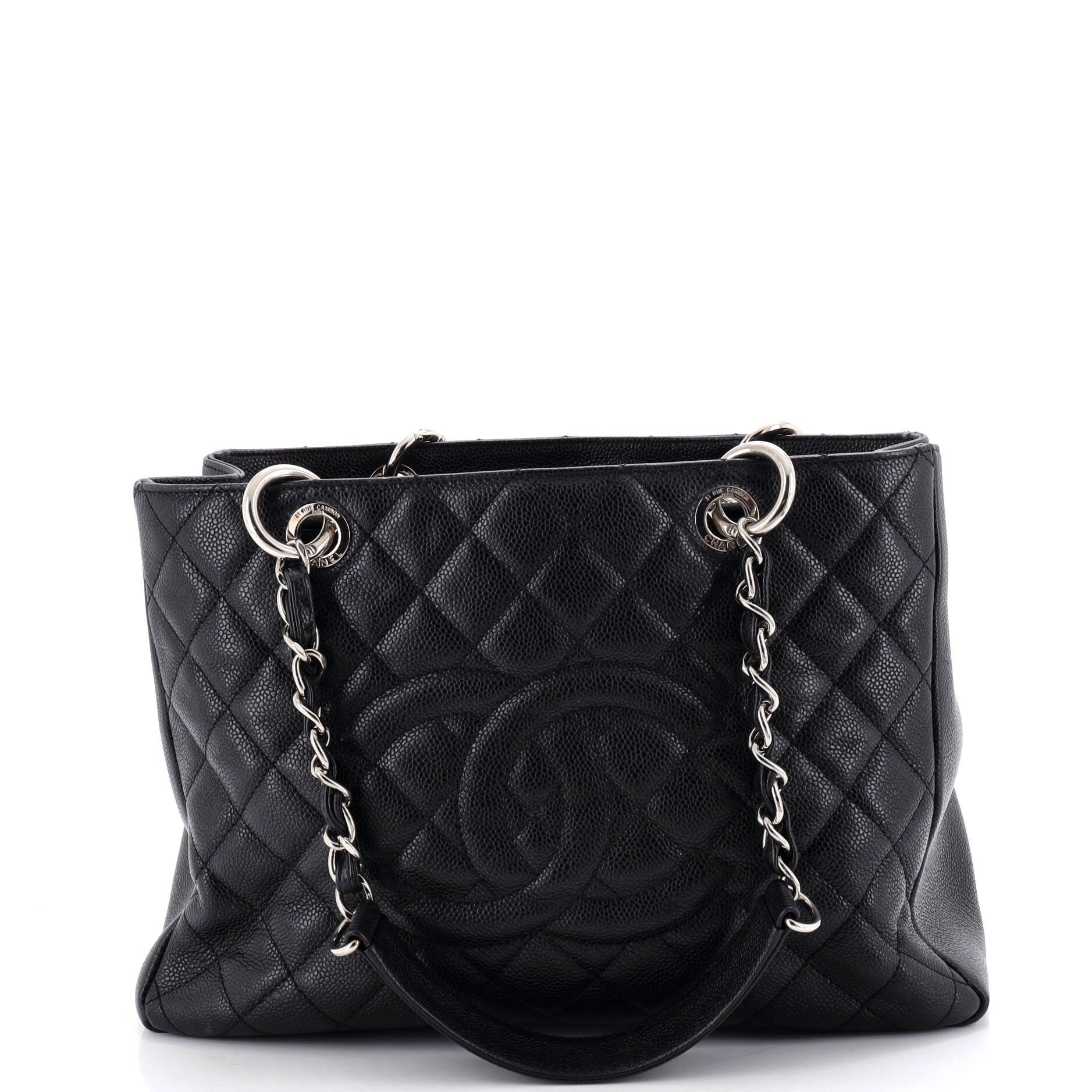 Grand Shopping Tote Quilted Caviar