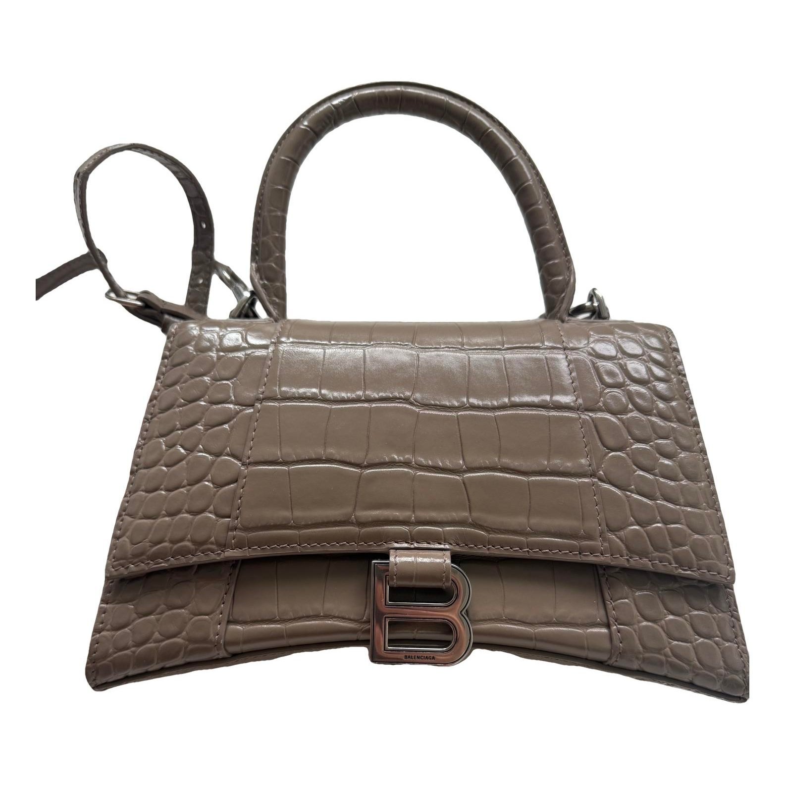 Hourglass leather handbag