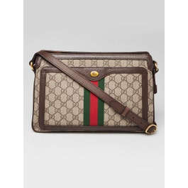 Gucci Gucci Beige GG Supreme Coated Canvas Ophidia Medium Shoulder Bag 