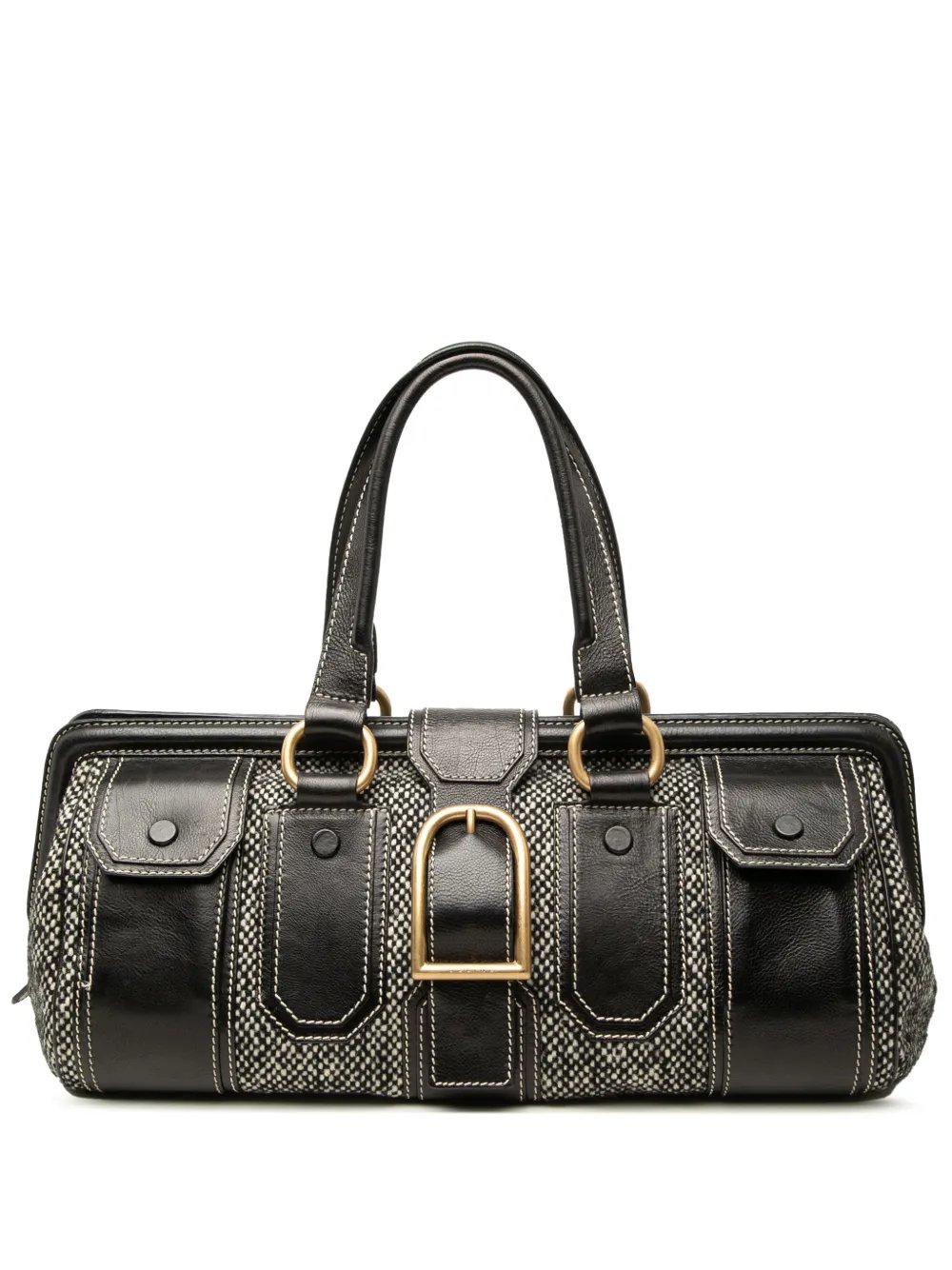 Celine 2000 Tweed and Leather Ella Frame handbag
