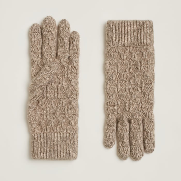 Beige Tri Maillon Gloves