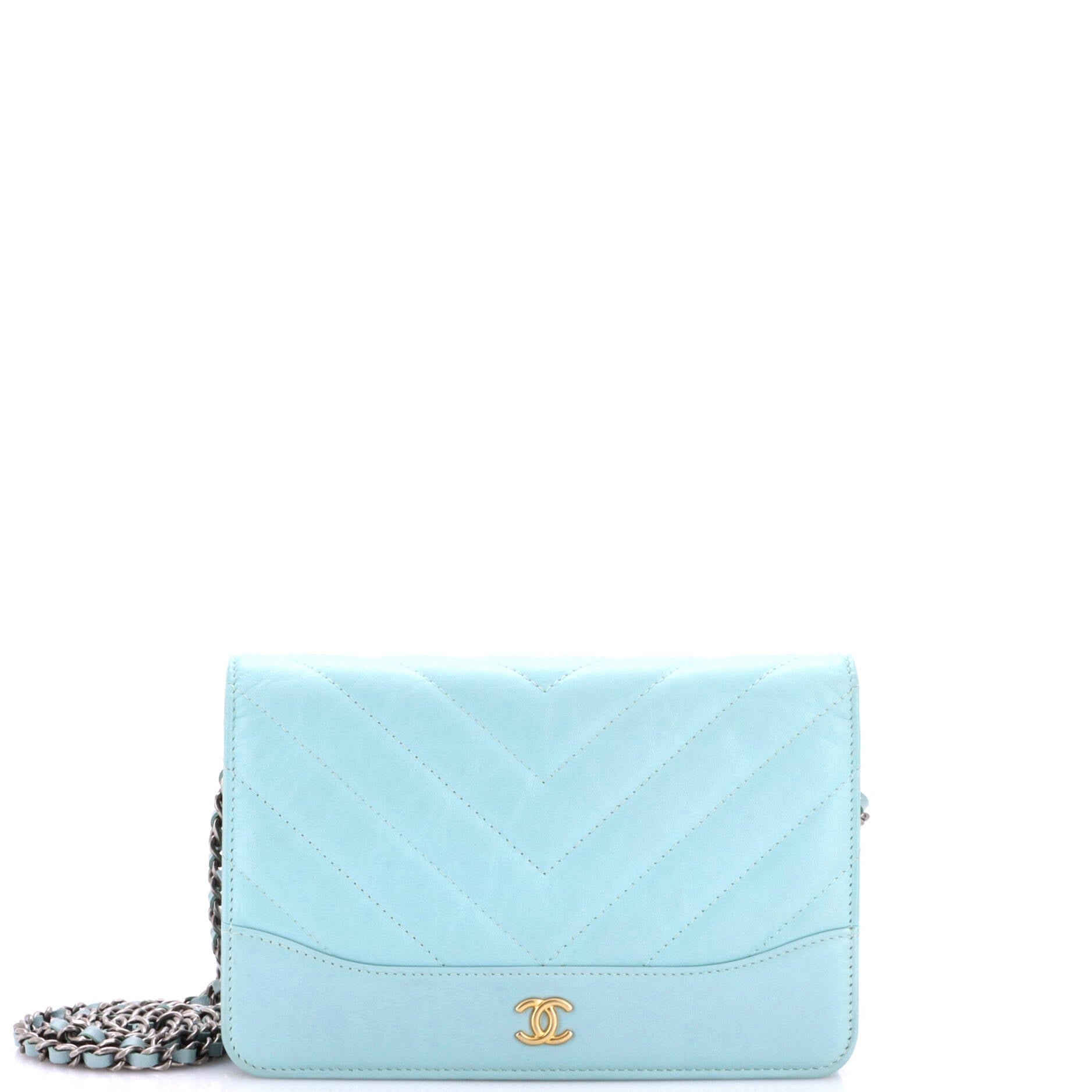 Gabrielle Wallet on Chain Chevron Aged Calfskin