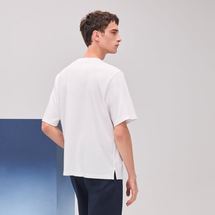 Blanc "H Puzzle" T-shirt With Leather Detail
