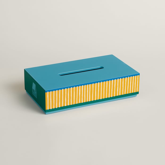 Bleu Cyan Les Cabanes Tissue Box