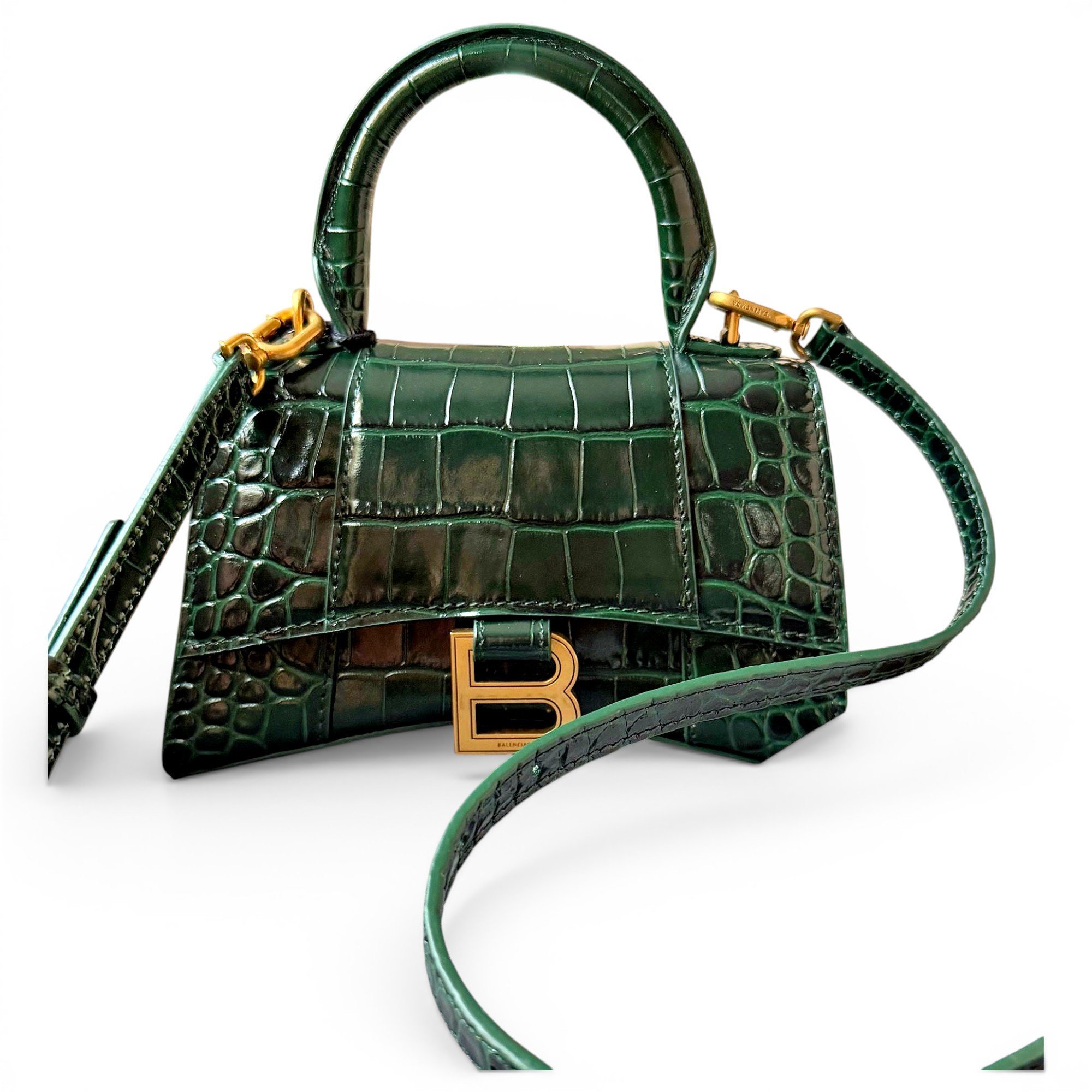 Hourglass leather handbag