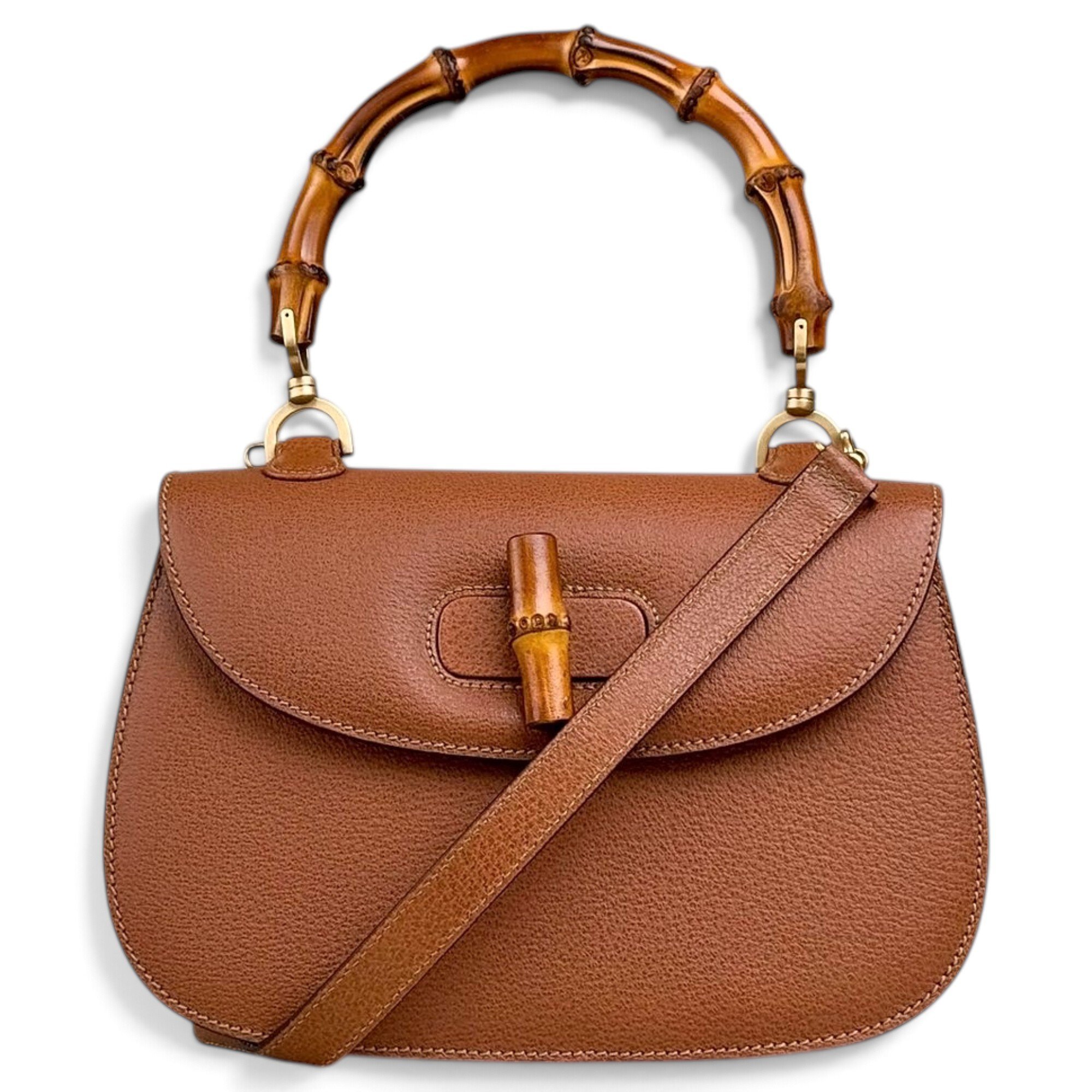 Convertible Bamboo Top Handle leather handbag
