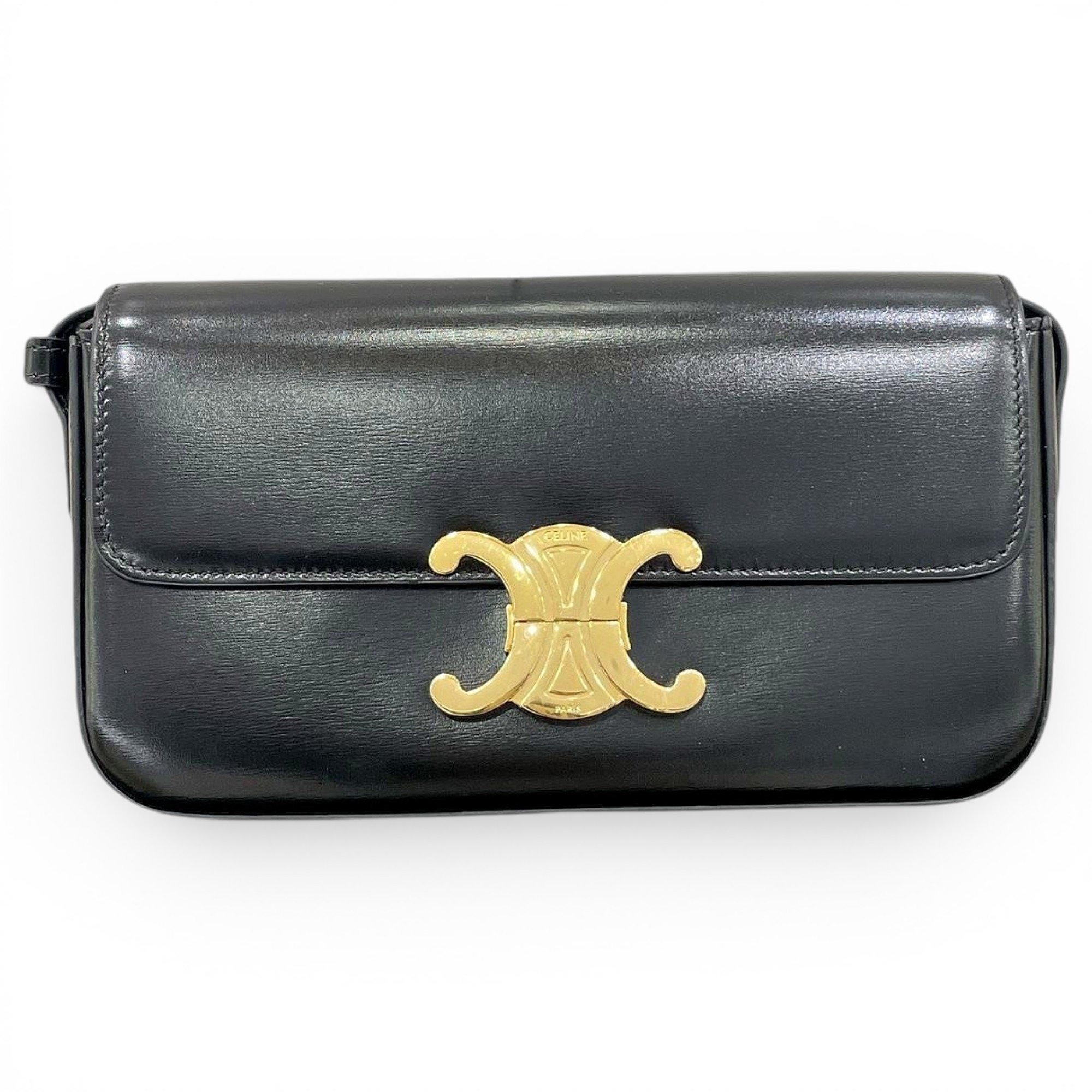 Triomphe chain leather handbag