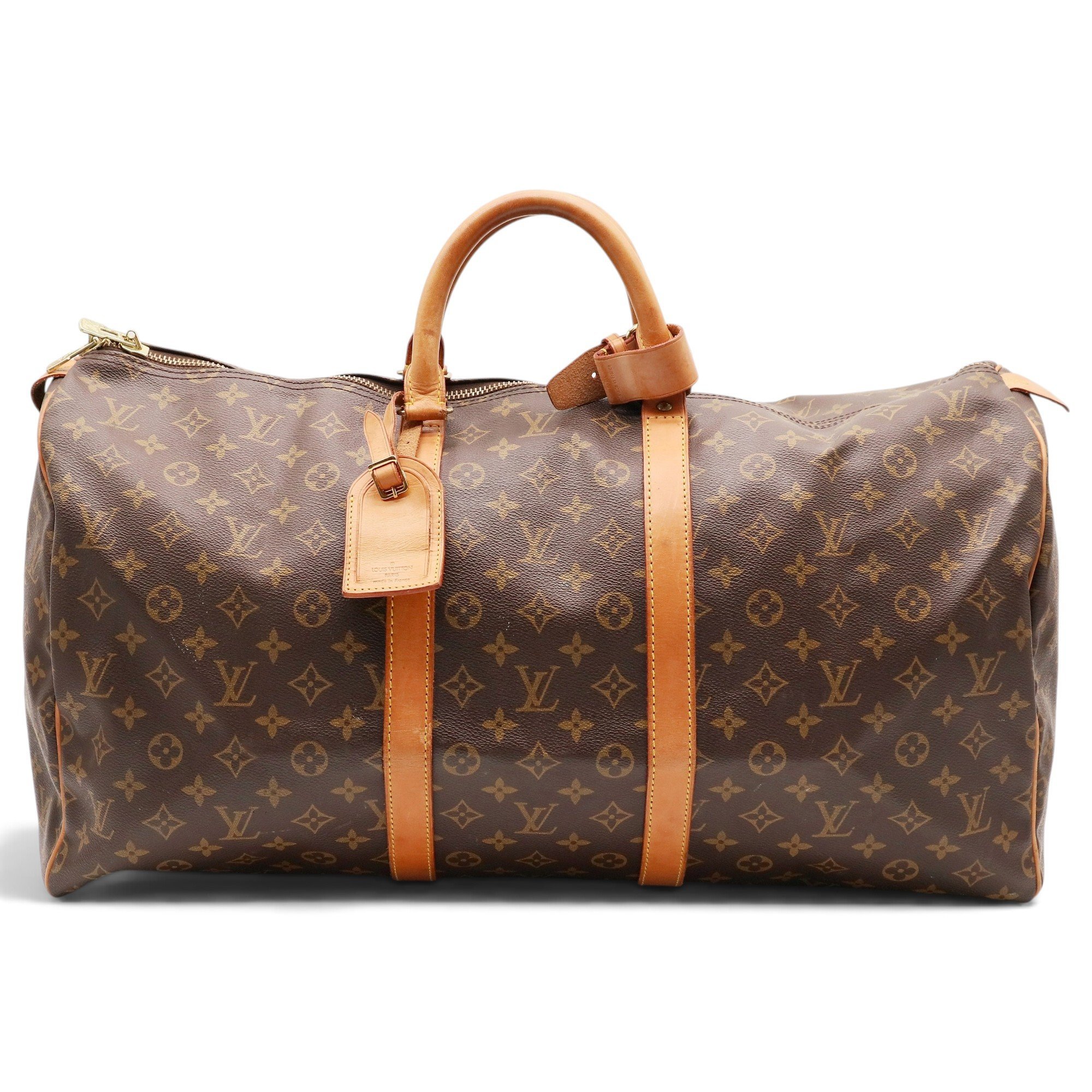 Louis Vuitton Keepall leather travel bag