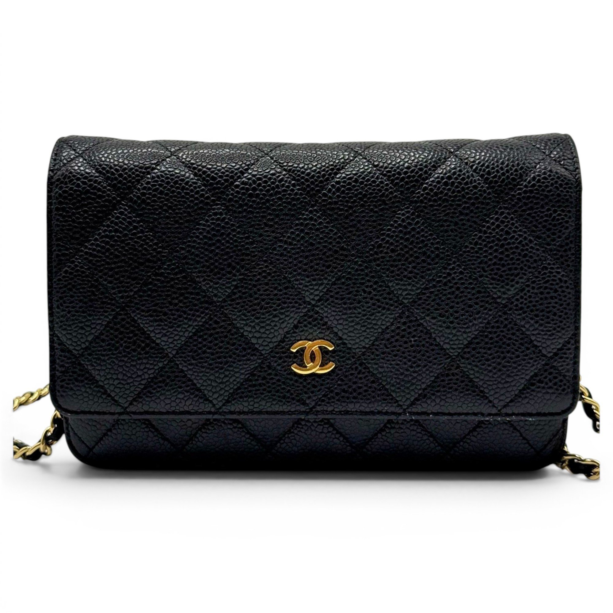 Trendy CC Wallet on Chain leather handbag