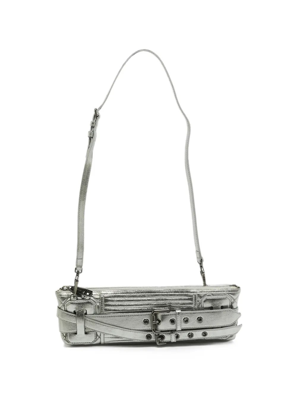buckle-detail leather shoulder bag