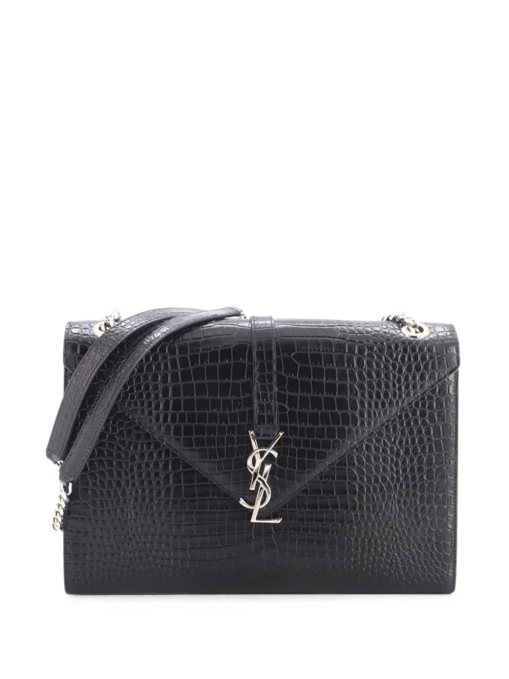 Classic Monogram Envelope Satchel Crocodile Embossed Leather Large crossbody bag