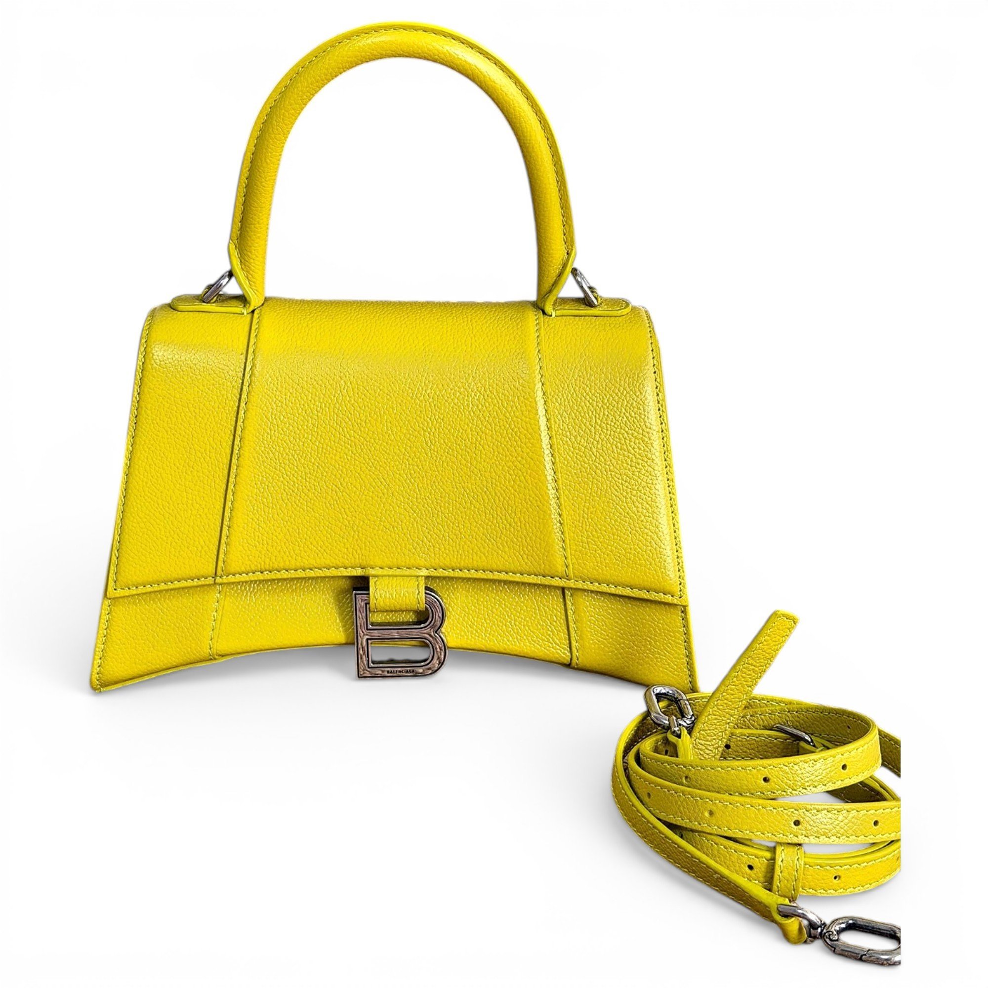 Hourglass leather handbag