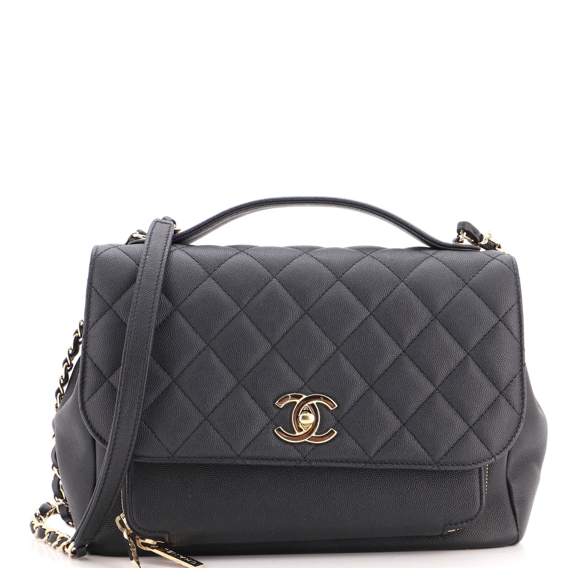 Business Affinity Flap Bag Quilted Caviar Large