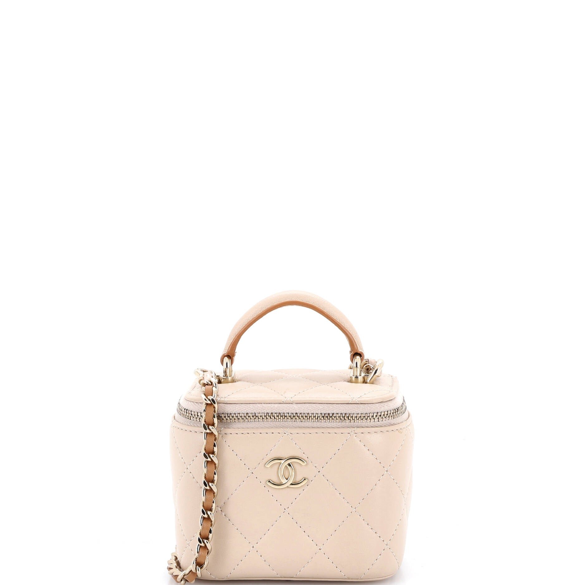 Chanel Classic Top Handle Vanity Case with Chain Quilted Lambskin Mini