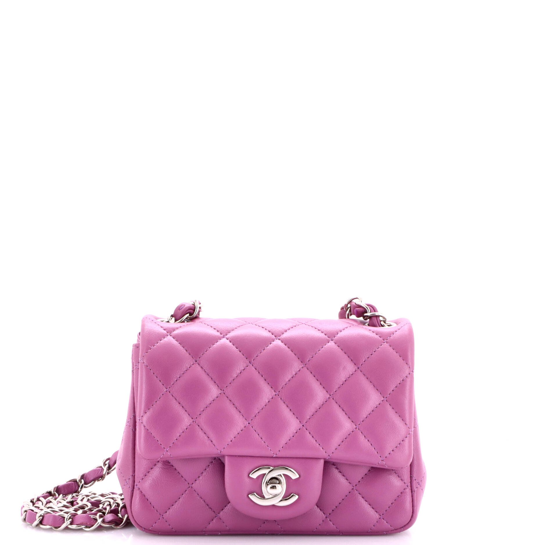Square Classic Single Flap Bag Quilted Lambskin Mini