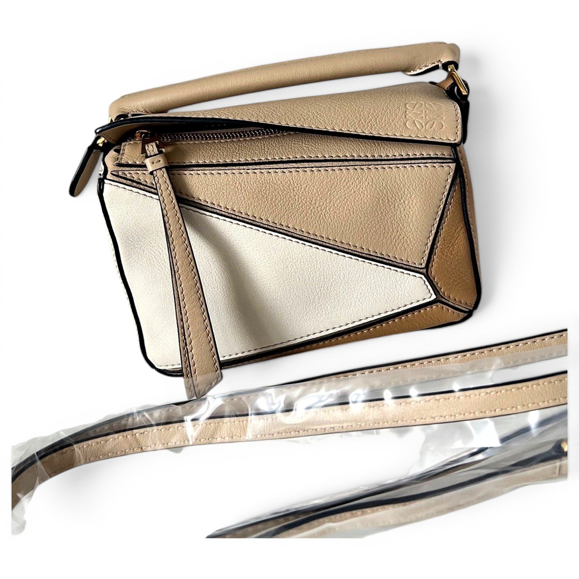 Puzzle leather handbag