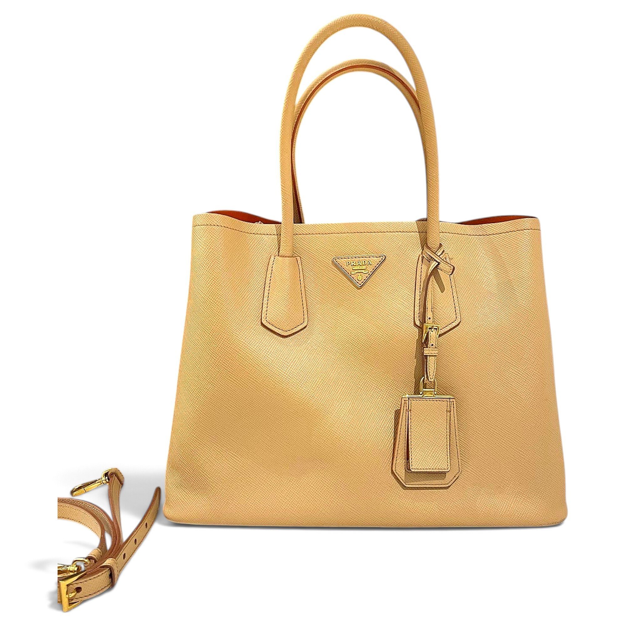 Double leather handbag