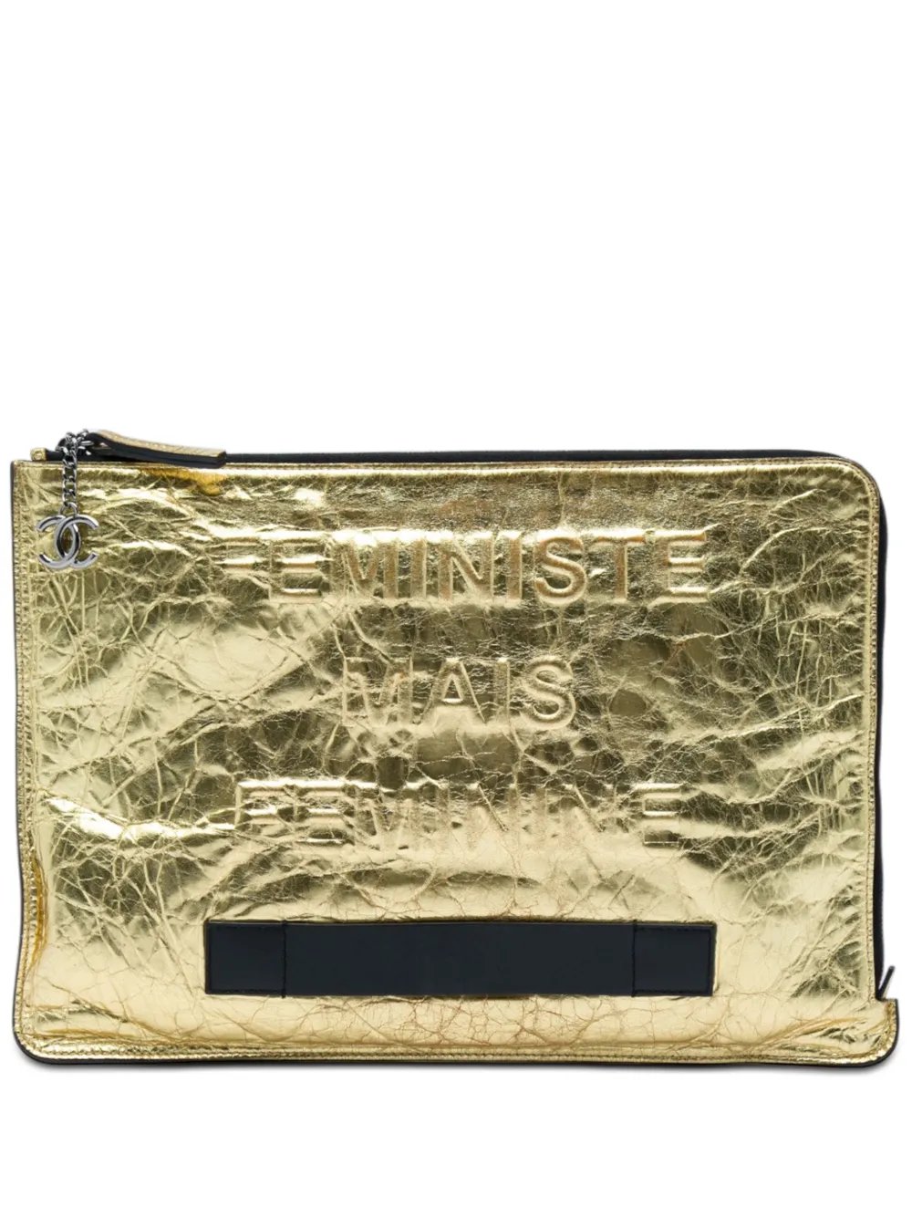 2014-2015 Metallic Crinkled Calfskin Feministe Mais Feminine Pouch clutch bag