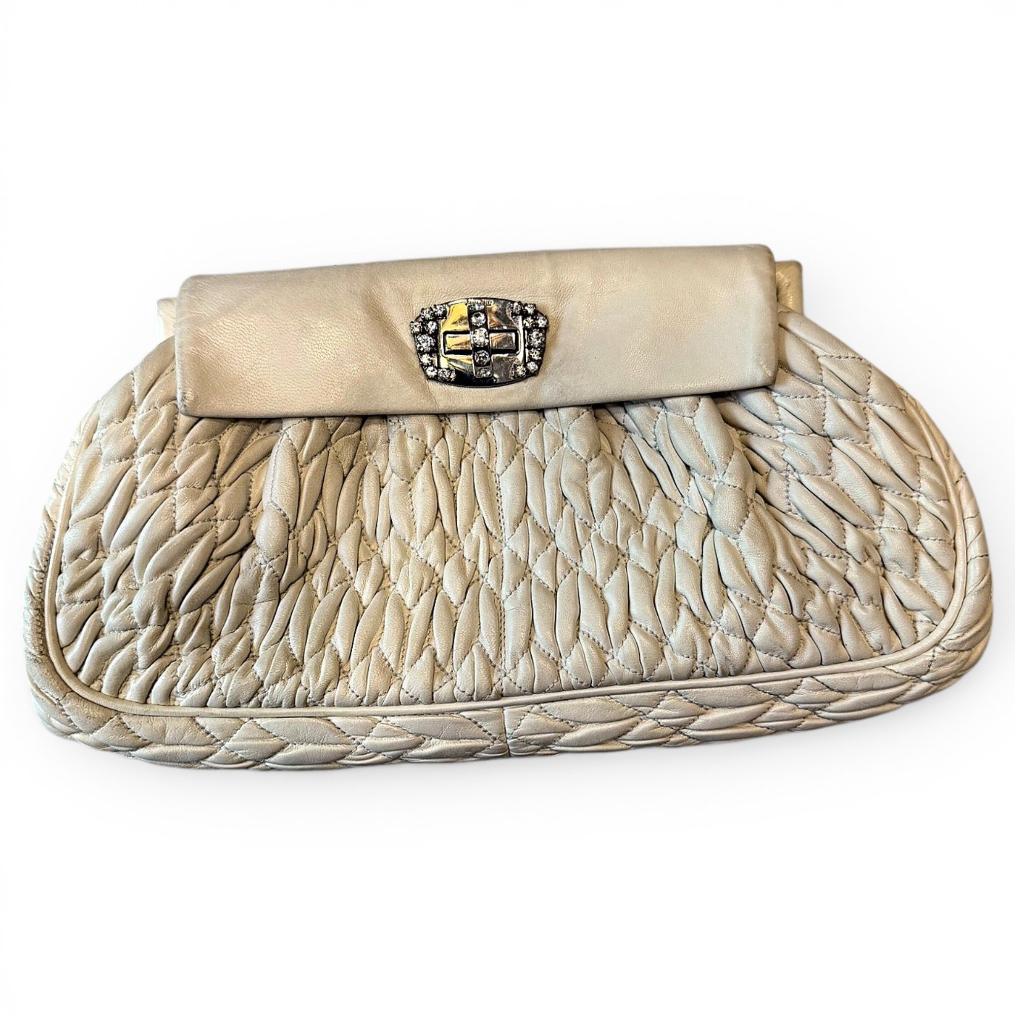 Matelassé leather clutch bag