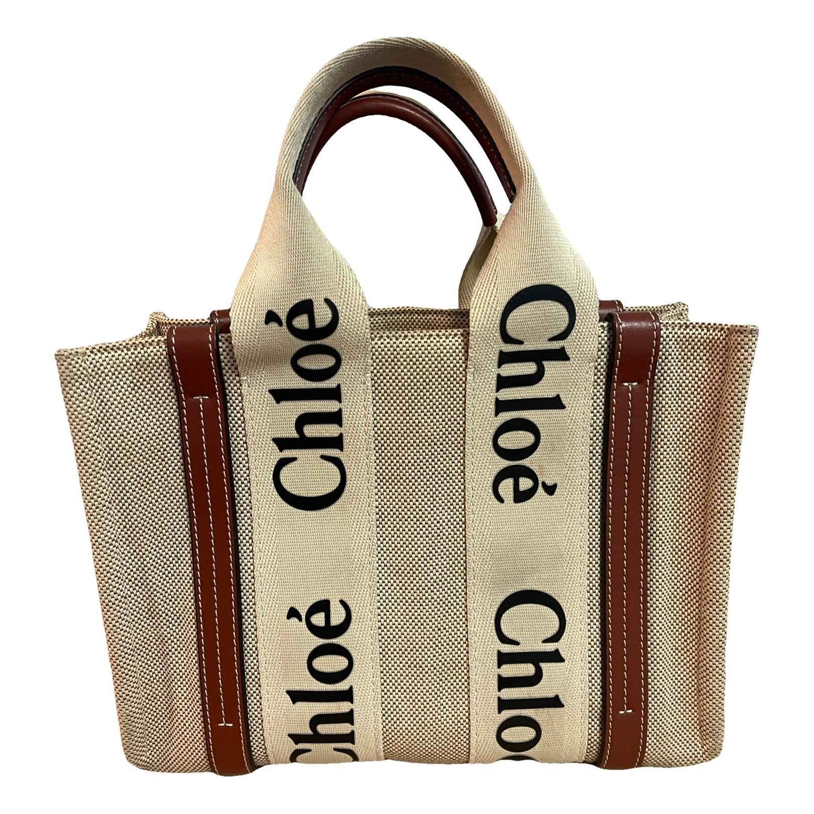 Woody linen tote