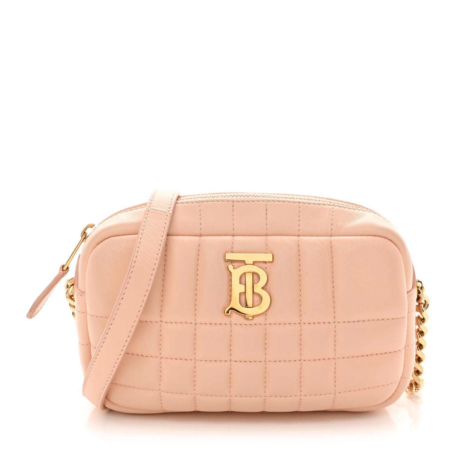 Burberry Lambskin Quilted Mini Lola Camera Bag Peach