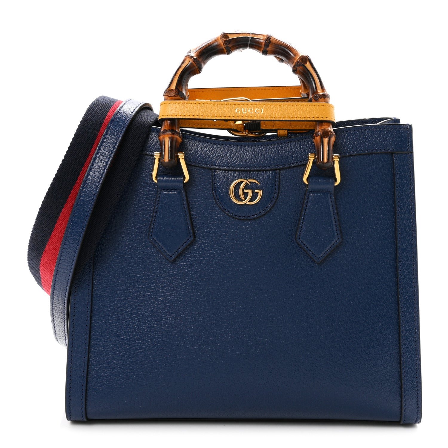 Gucci Textured Dollar Calfskin Web Small Diana Tote Bag Royal Crop