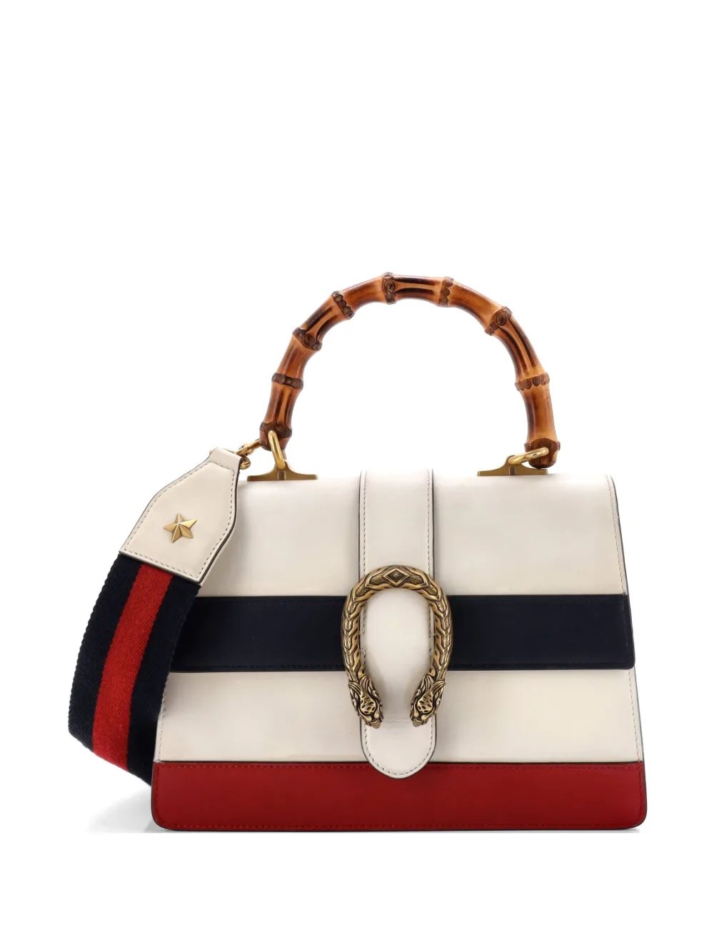 Dionysus Bamboo Top Handle Bag Colorblock Leather Medium satchel
