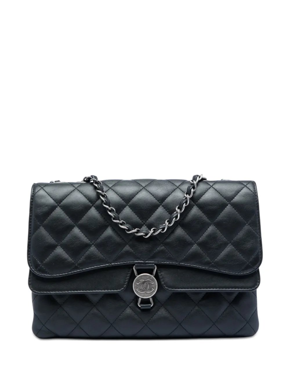 2015-2016 Quilted Lambskin CC Round Clasp Accordion Flap shoulder bag
