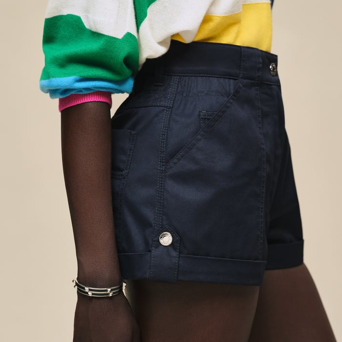 Bleu Noir Cotton Twill Shorts