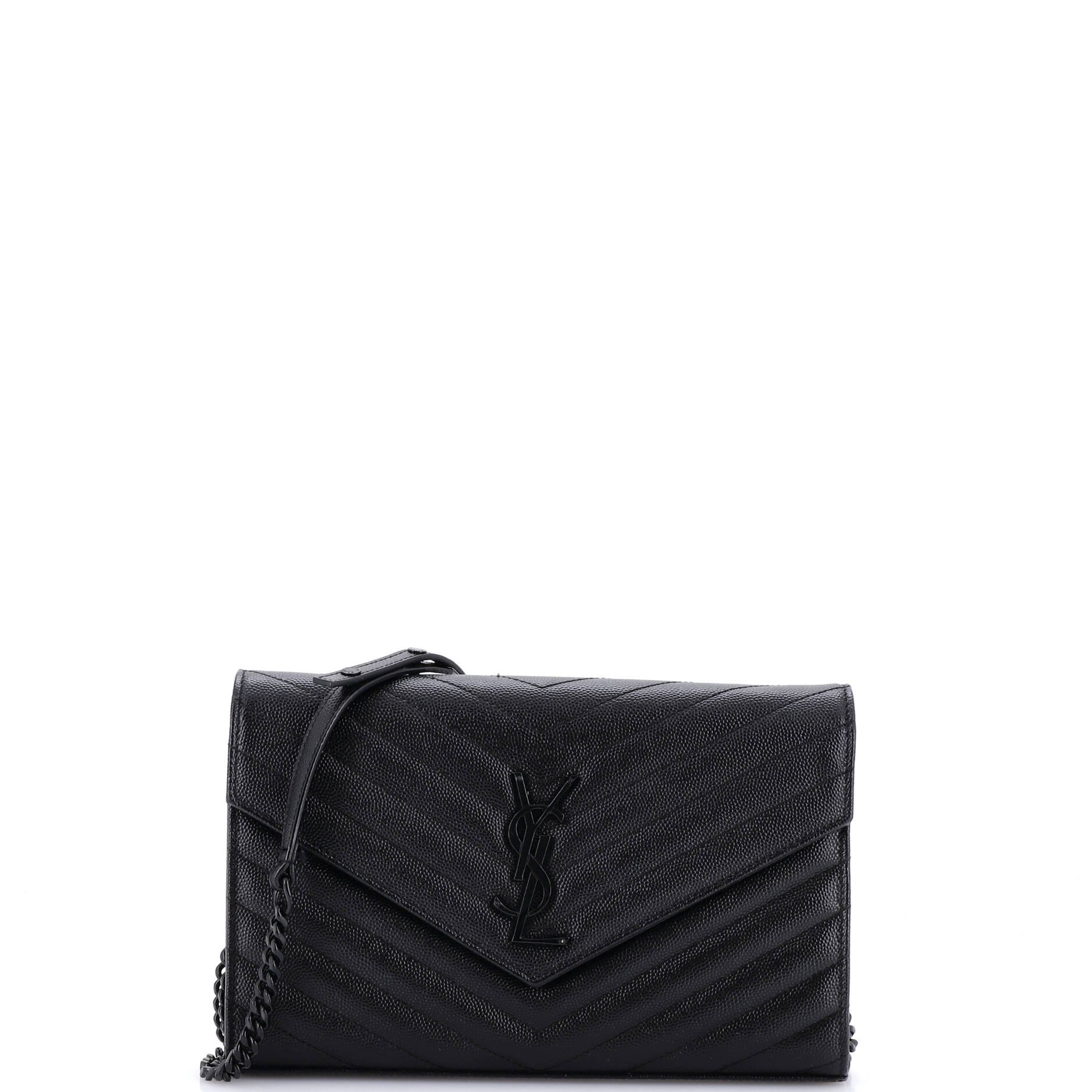 Classic Monogram Wallet on Chain Matelasse Chevron Leather Medium