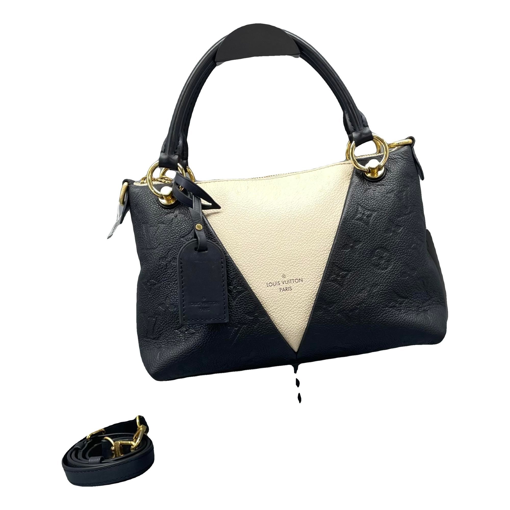Tote V leather handbag