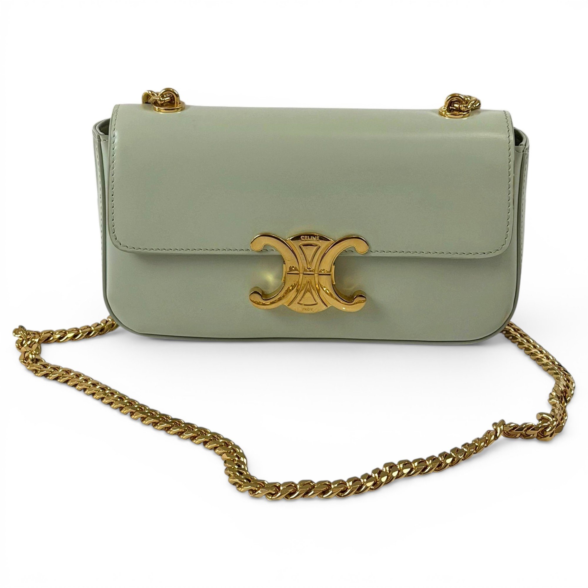 Celine Triomphe chain leather crossbody bag