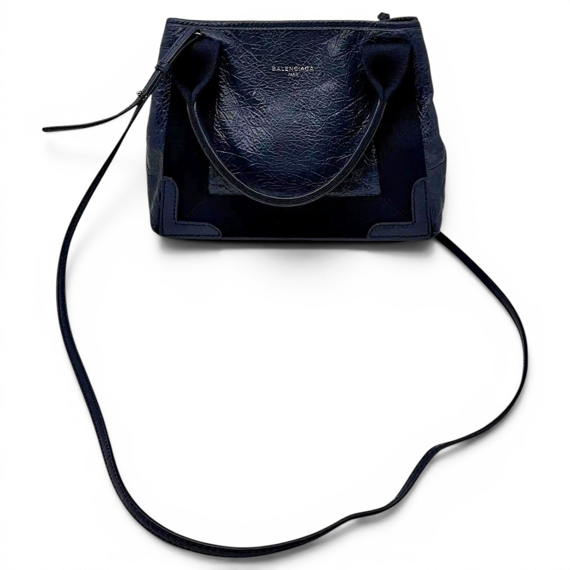 Balenciaga Navy cabas leather crossbody bag