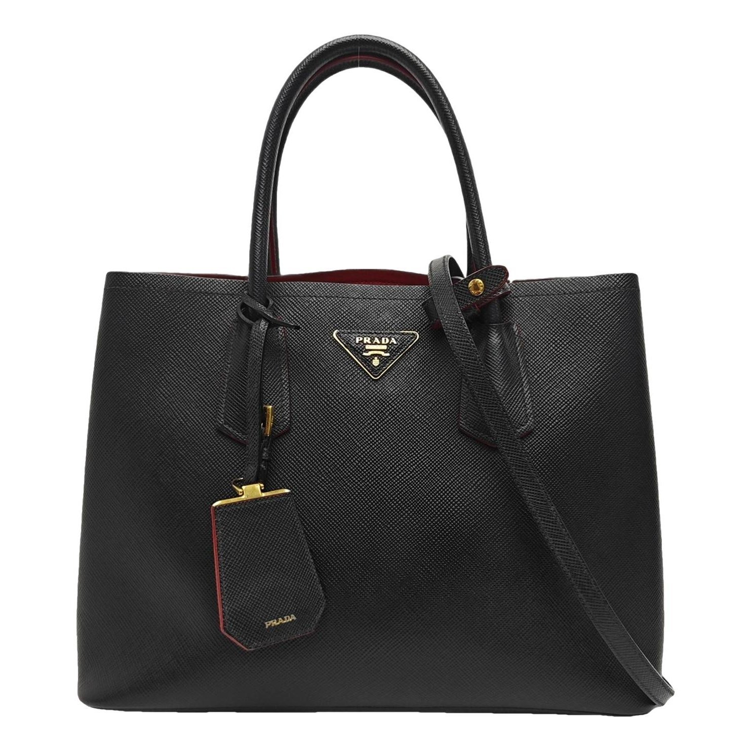 Double leather handbag